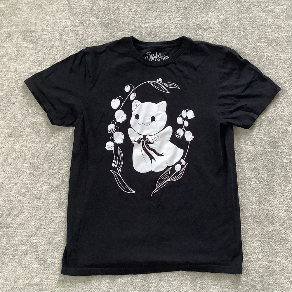 Spooksieboo Adorable Cat Ghost Graphic Tee Sz. M